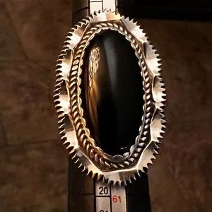 Sterling Silver & Onxy Ring. Size 8